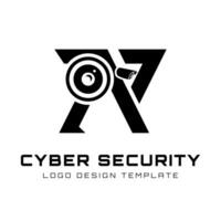 ilustración vector gráfico logo diseño de letra a, número 7 7 forma y cctv cámara. adecuado para ciber seguridad servicios.