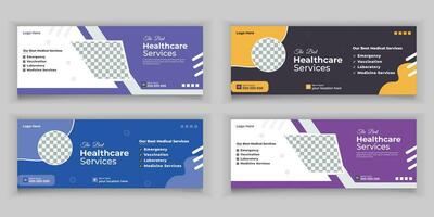 Bundle Medical Healthcare, Web Banner Cover Design, Template Design For Social Media Posts Set vector