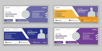 haz médico cuidado de la salud, web bandera cubrir diseño, modelo diseño para social medios de comunicación publicaciones conjunto vector