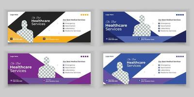 Bundle Medical Healthcare, Web Banner Cover Design, Template Design For Social Media Posts Set vector