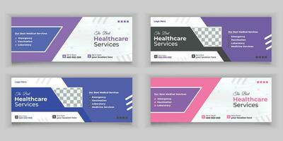 Bundle Medical Healthcare, Web Banner Cover Design, Template Design For Social Media Posts Set vector