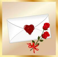 Envelope With Red Roses And Heart Seal vector