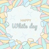 Happy White Day social media template. Vector illustration with marshmallow in pastel color.