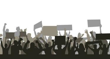 Protest crowd holding up placard style isolated on white background vector
