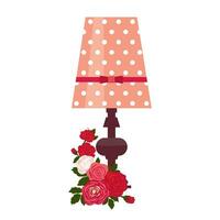 Romantic floor lamp with a floral bouquet for Valentines Day. Illustrated vector clipart.