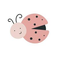 Cute Ladybug on a white background. Vector illustration. For kids stuff, card, posters, banners, children books, printing on the pack, printing on clothes, fabric, wallpaper, textile or dishes.