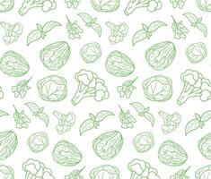 seamless pattern green Cabbage vector illustration. Design for kale day, healthy food, health day, recipes. Green and white background cartoon assorted cabbage for cover, book decoration, web element.