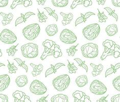 seamless pattern green Cabbage vector illustration. Design for kale day, healthy food, health day, recipes. Green and white background cartoon assorted cabbage for cover, book decoration, web element.