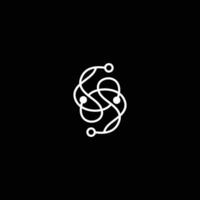 Abstract Initial Letter S Logo. White Radial Line Infinity Style isolated on black and white Background.Flat Vector Logo Design Template element.