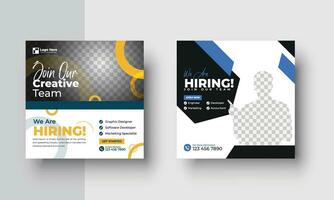 Poster for we are hiring. employees needed. Job recruitment design for companies or agency. good template for advertising on social media vector