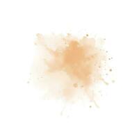 Peach watercolor splash on white background. Vector beige watercolour texture