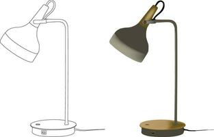 Table lamp with adjustable bulb- vector