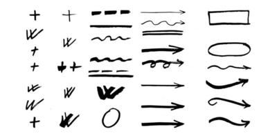 Brushes and elements for notes highlighting text. vector