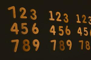 Numbers on a dark background. Seamless pattern. Toned. photo