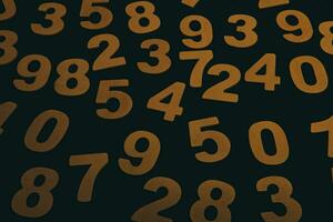 Wooden numbers on a black background. Numbers of different colors. photo