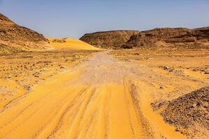 Landscape of sahara desert in Egypt. Conceptual for freedom, enjoying the journey. photo