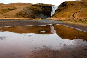 Picturesque landscape with green nature in Iceland photo
