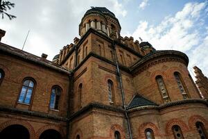 Architecture and streets of the old town. The historic architecture of Chernivtsi, Ukraine. Old city after the rain. photo