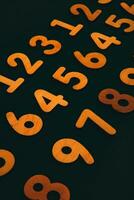 Background or texture of numbers. Finance data concept. Mathematic. Banking or currency. Business and economic growth. photo