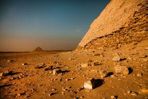 Famous Egyptian Pyramids of Giza. Landscape in Egypt. Pyramid in desert. Africa. Wonder of the World photo