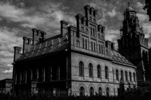 Architecture and streets of the old town. The historic architecture of Chernivtsi, Ukraine. Old city after the rain. photo