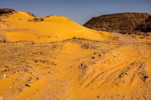 Landscape of sahara desert in Egypt. Conceptual for freedom, enjoying the journey. photo