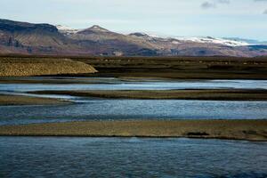 Picturesque landscape with green nature in Iceland photo