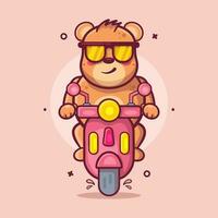 cool bear animal character mascot riding scooter motorcycle isolated cartoon in flat style design vector