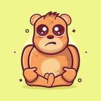 kawaii bear animal character mascot with sad expression isolated cartoon in flat style design vector