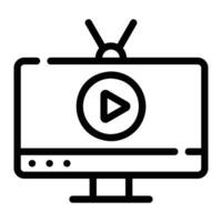 television Line Icon Background White vector