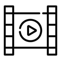 película cine línea icono antecedentes blanco vector