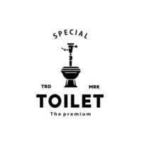 Toilet hipster silhouette logo bowl sanitaryware vector bathroom. Bidet toilet line icon interior
