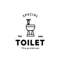 Toilet line hipster logo bowl sanitaryware vector bathroom. Bidet toilet line icon interior