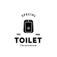 Toilet silhouette hipster logo bowl sanitaryware vector bathroom. Bidet toilet line icon interior top view