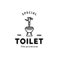 Toilet line hipster logo bowl sanitaryware vector bathroom. Bidet toilet line icon interior