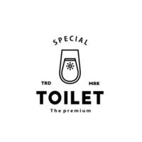 Toilet line hipster logo bowl sanitaryware vector bathroom. Bidet toilet line icon interior top view