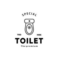 Toilet line hipster logo bowl sanitaryware vector bathroom. Bidet toilet line icon interior top view