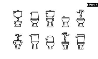 Toilet icon line bowl sanitaryware vector bathroom front view