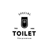 Toilet silhouette hipster logo bowl sanitaryware vector bathroom. Bidet toilet line icon interior top view