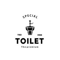 Toilet hipster silhouette logo bowl sanitaryware vector bathroom. Bidet toilet line icon interior