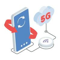 5G Technology Isometric Icon vector