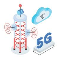 Set of Wireless Network Isometric Icons vector