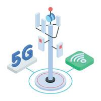 Set of Wireless Network Isometric Icons vector