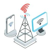 Wireless Technology Isometric Icon vector