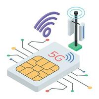 Set of Wireless Network Isometric Icons vector