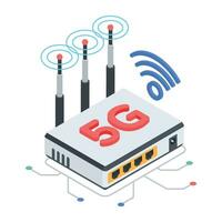 Set of Wireless Network Isometric Icons vector