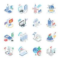 Pack of Wireless Technology Isometric Icons vector