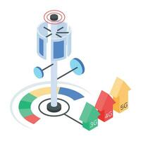 Set of Wireless Network Isometric Icons vector
