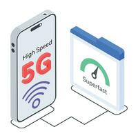 5g tecnología isométrica icono vector