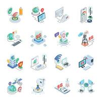 Set of Internet Technology Isometric Icons vector